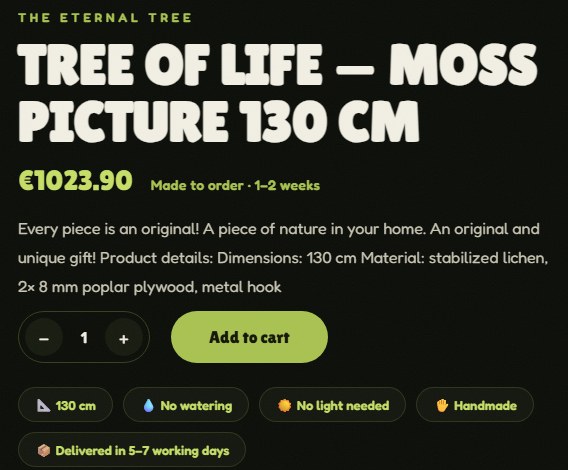 Product information and price